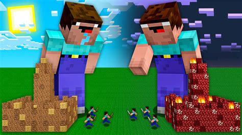 One Block Castle War Noob Vs Herobrine Noob Minecraft Noob Vs Pro 100