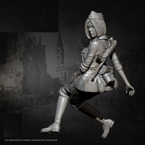 135 Scale Resin Figures Model Kit Beauty Female Soldier Unpainted