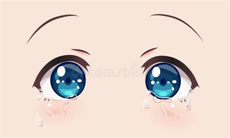 Płaczący Oko W Anime Lub Manga Projektuje Z Teardrops I Odbiciami