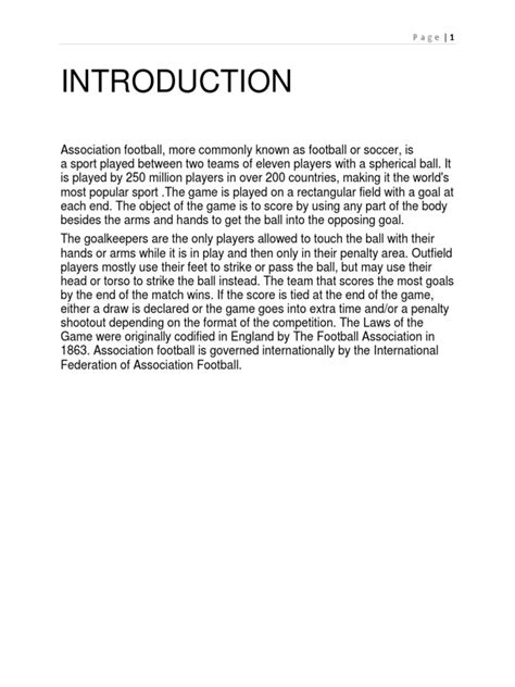 Physical Education Project On Football Association
