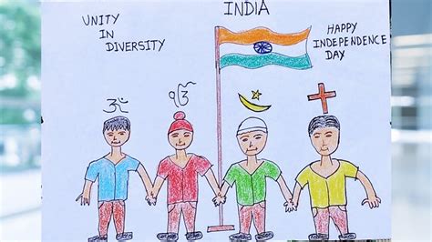 Draw Poster On Unity In Diversity India Unity In Diversity Drawings Independence Day Poster