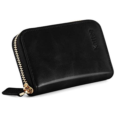 Kattee Leather Zip Around Wallet Womens Rfid Credit Card Small Wallet Black Мужские