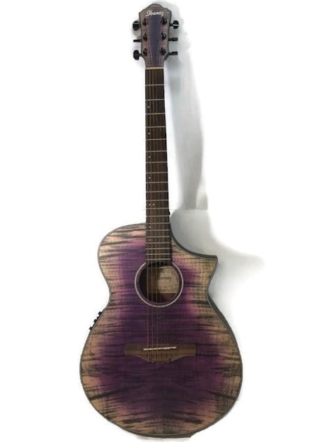 Ibanez Aewc32fm Thinline Acoustic Electric Guitar Purple Sunset