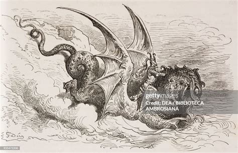 A Dragon Engraving By Gustave Dore From Don Quixote Of La Mancha By