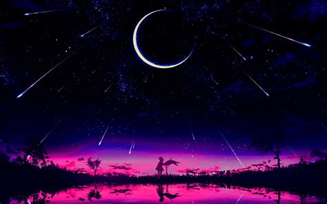 X Resolution Cool Anime Starry Night Illustration Uhd K