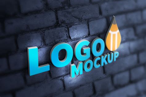 psd logo mockups creatives wall