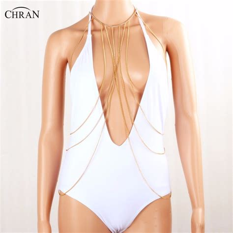 Chran Fashion Punk Sexy Shoulder Accessories Multi Tassel Necklace Gold Color Beach Chain Women