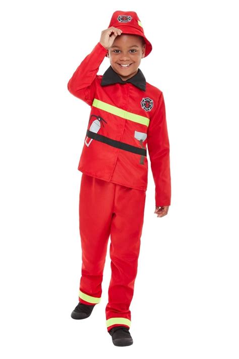 41 Red And Black Firefighter Boy Child Halloween Costume Medium