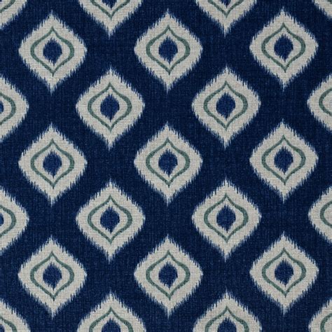 Denim Blue Contemporary Print Upholstery Fabric By The Yard M9703