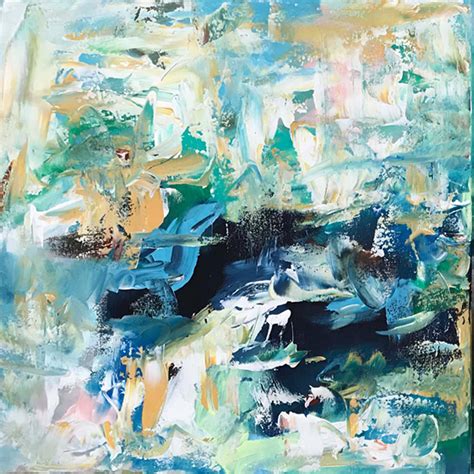 Large Original Blue Abstract Painting By Abstract House