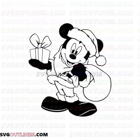Mickey Mouse Santa Christmas With Ts Outline Svg Dxf Eps Pdf Png