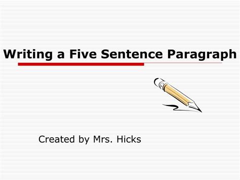 Ppt Writing A Five Sentence Paragraph Powerpoint Presentation Free