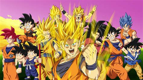 Goku En Todas Las Fases Super Saiyajin Fondo De Pantalla Id4100