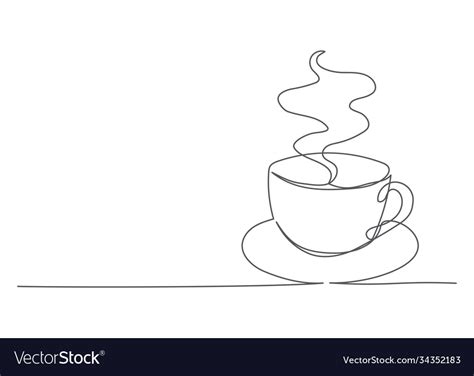 coffee one line drawing cup in line royalty free vector