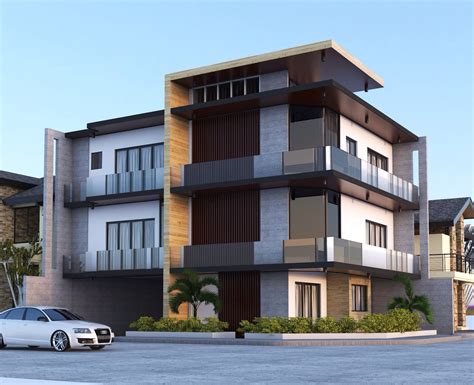 3 Stories Residential Building Townhouse Apartments Modern Apartments