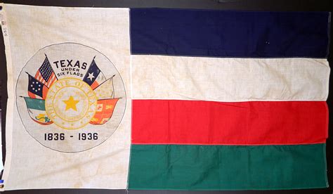 Vintage Texas Under Six Flags 1836 1936 Centennial Dettras Flag Full