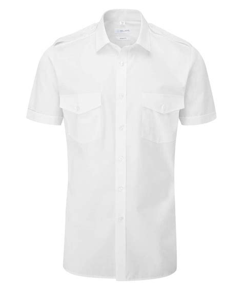 Disley White Slim Fit Short Sleeve Pilot Shirt Shirts From Garment