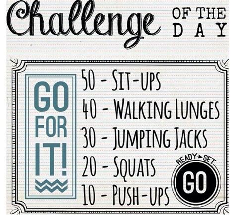 Challenge Of The Day Challenges Workout Challenge Motivation