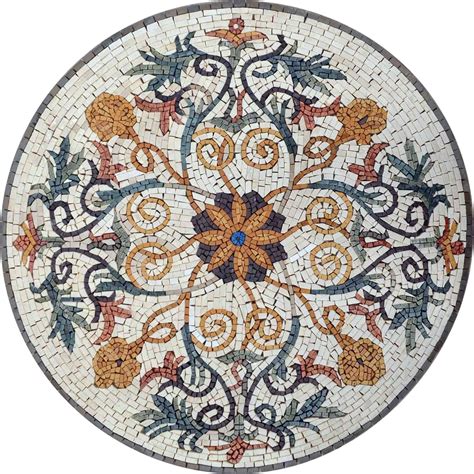 Mosaic Medallion Bohemian Grove Custom Mosaic Tile Pebble Mosaic