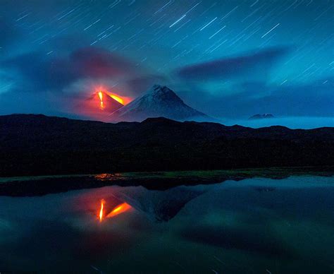 Stunning Images Of A Volcano Erupting At Night Daily Star