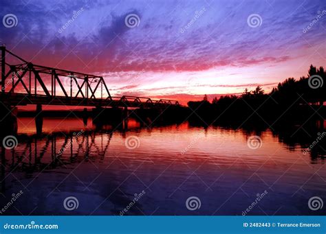 Trestle Bridge Over River Stock Image Image Of Sunset 2482443