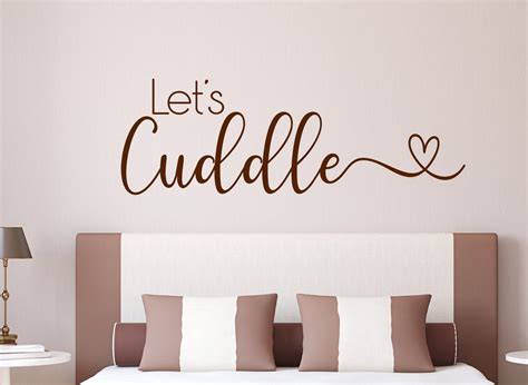 Lets cuddle wall decal, lets cuddle sign, lets stay in bed 