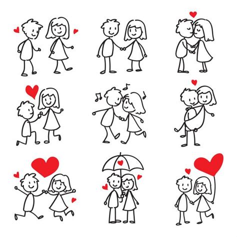Couple In Love Stick Figure Doodle Desenhos Animais Simples Coisas