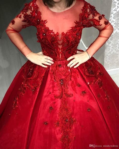 Gorgeous Burgundy Quinceanera Dresses 2020 Sheer Long Sleeves Lace