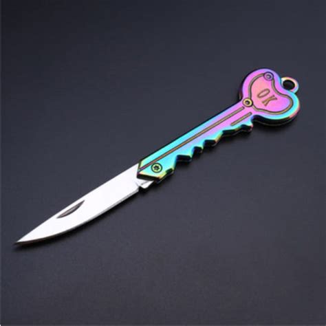 New Folding Heart Key Shape Knife Blade Pocket Outdoor
