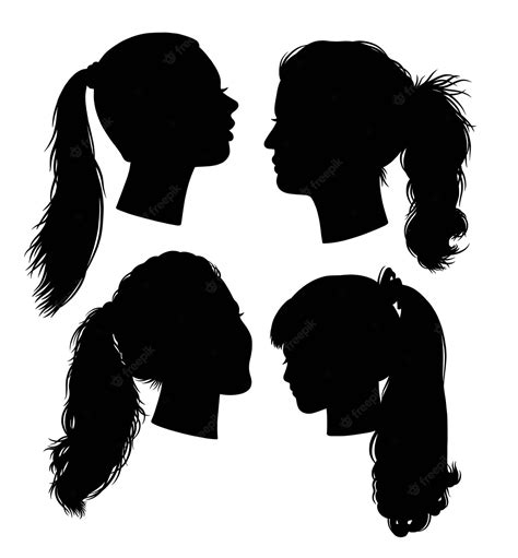 Premium Vector Ponytail Female Hairstyle Silhouette