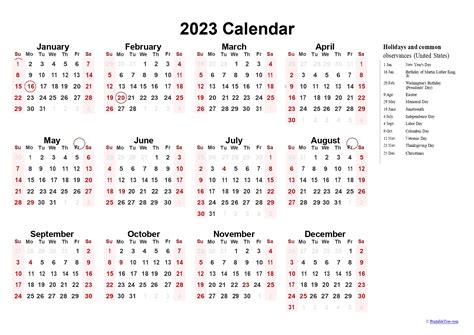 Free Printable 2023 Calendar With Holidays Calendarkart Printable
