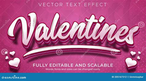 Valentines Love Text Effect Editable Heart Text Style Stock Vector