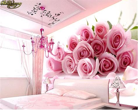 Beibehang 3d Photo Wallpaper For Bedroom Pink Stereoscopic Rose Flower