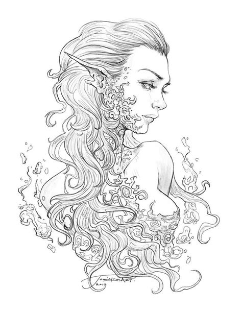 Coloring Pages Fantasy Adults Goddess Adult Angel Printable Print