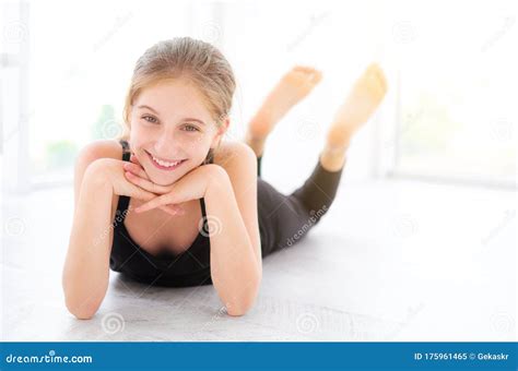 Cute Teenager Girl Lying On A Floor Stock Image Image Of Happiness