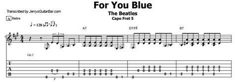 The Beatles For You Blue Guitar Lesson Tab And Chords Jgb