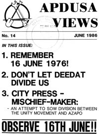 Apdusa Views June 1986 South African History Online