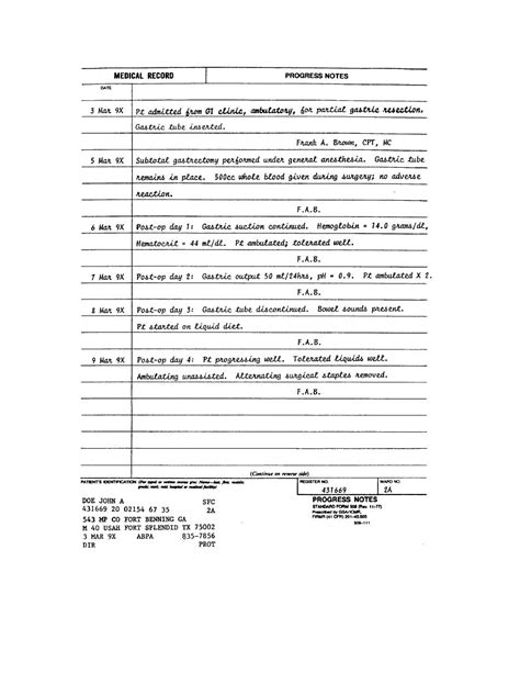Figure 1 9 Sf 509 Doctors Progress Notes Medical Records Admin I