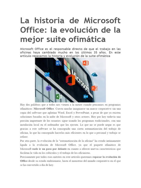 La Historia De Microsoft Office Pdf Microsoft Office Microsoft