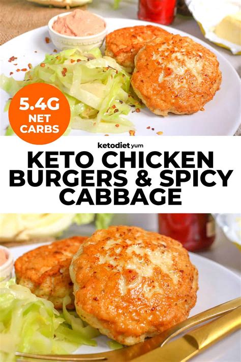 Easy Keto Chicken Patties With Spicy Fried Cabbage Keto Diet Yum