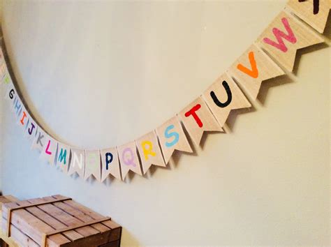 Childrens Alphabet And Colours Bunting Banner Nursery Etsy Uk