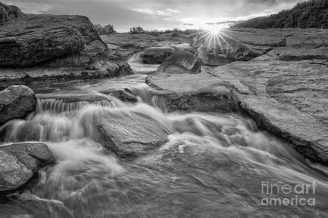 Sunset Waterfalls In Bw Texas Hill Country Photograph By Bee Creek