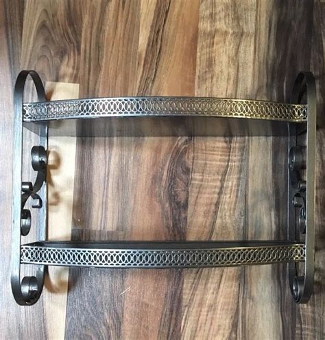 Beautiful mid century modern wall unit. Vintage Mid Century Metal Bathroom Wall Shelf bronze color ...
