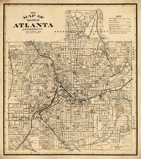 Map Of Atlanta Old Map Restored Archival Fine Print Of Etsy Atlanta