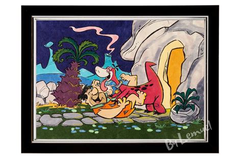 The Flintstones Fred And Dino Illustration T Poster Print Etsy