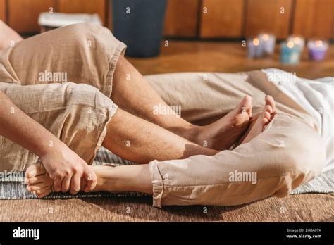 Thai Full Body Massage Hip Stretching Stock Photo Alamy