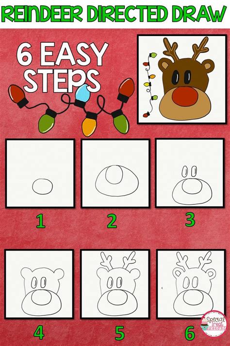 Christmas Reindeer Directed Draw Free Christmas Art Projects Art