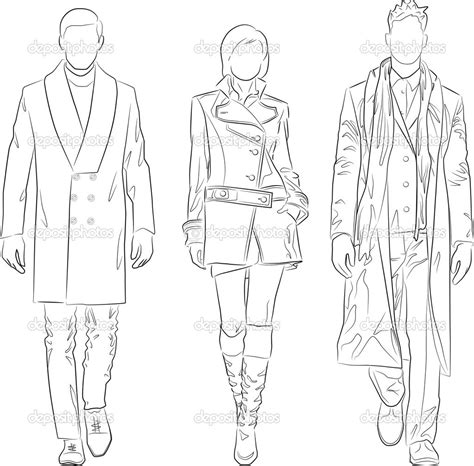 To draw a person with feminine features, narrow the shoulders and chest area, and broaden the hips and thighs. 15 Vector People Outline Images - Business People ...