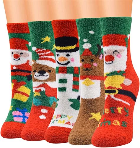 Christmas Fuzzy Socks Xmas Cozy Slipper Socks Winter Warm Thick Home