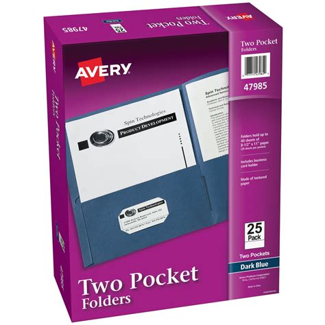 Avery Two Pocket Folders Holds Up To 40 Sheets 25 Dark Blue Folders